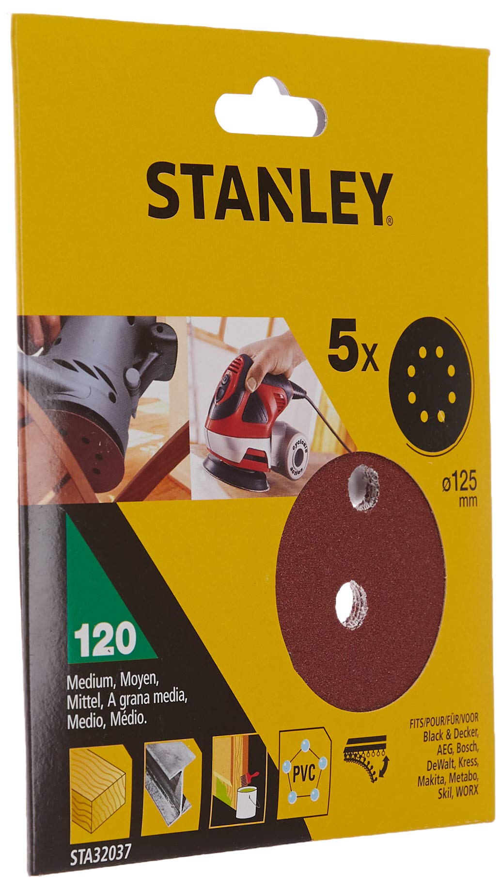 Stanley Braun 5 Discos Ø 125 Mm. Para Lijadora Rotorbital