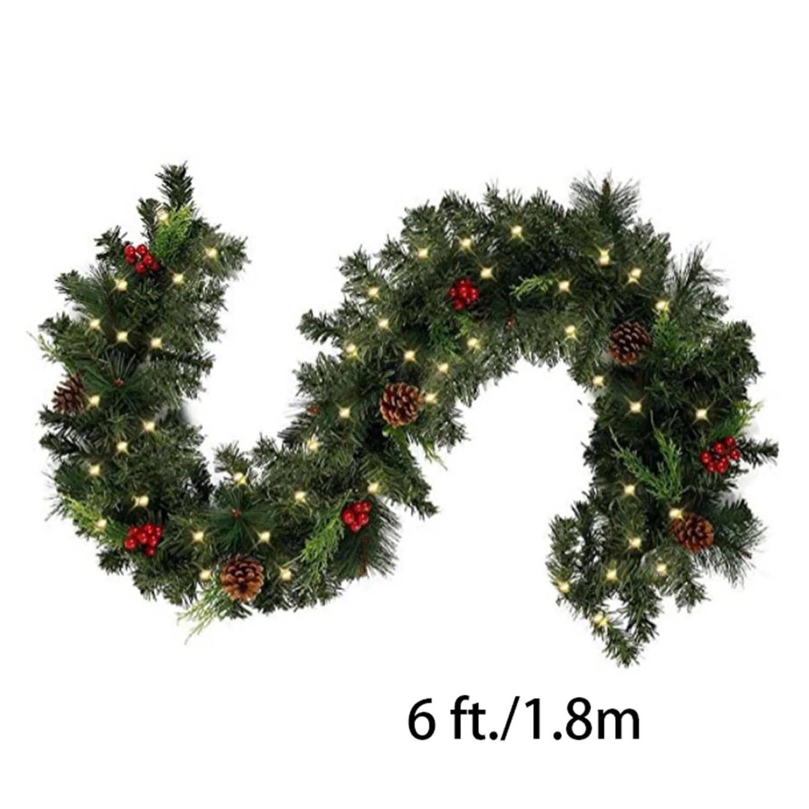 2.7M künstliche Weihnachtsgirlande grün Kiefer Rattan