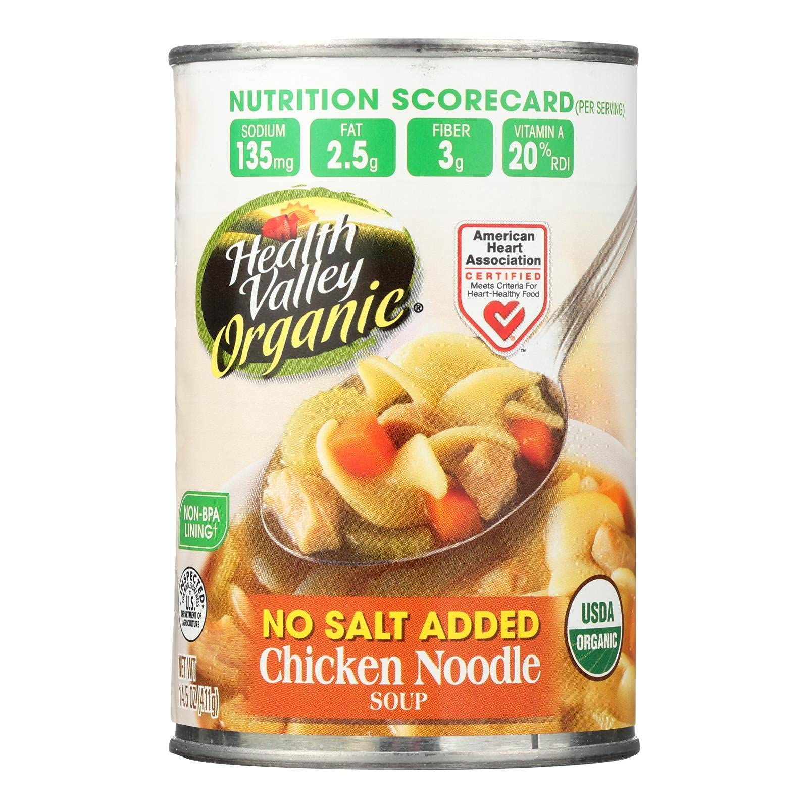 Health Valley Organic Chicken Noodle Soup, No Salt Added, 14.5-Ounce Cans (Pack of 12) ( Value Bulk Multi-pack)