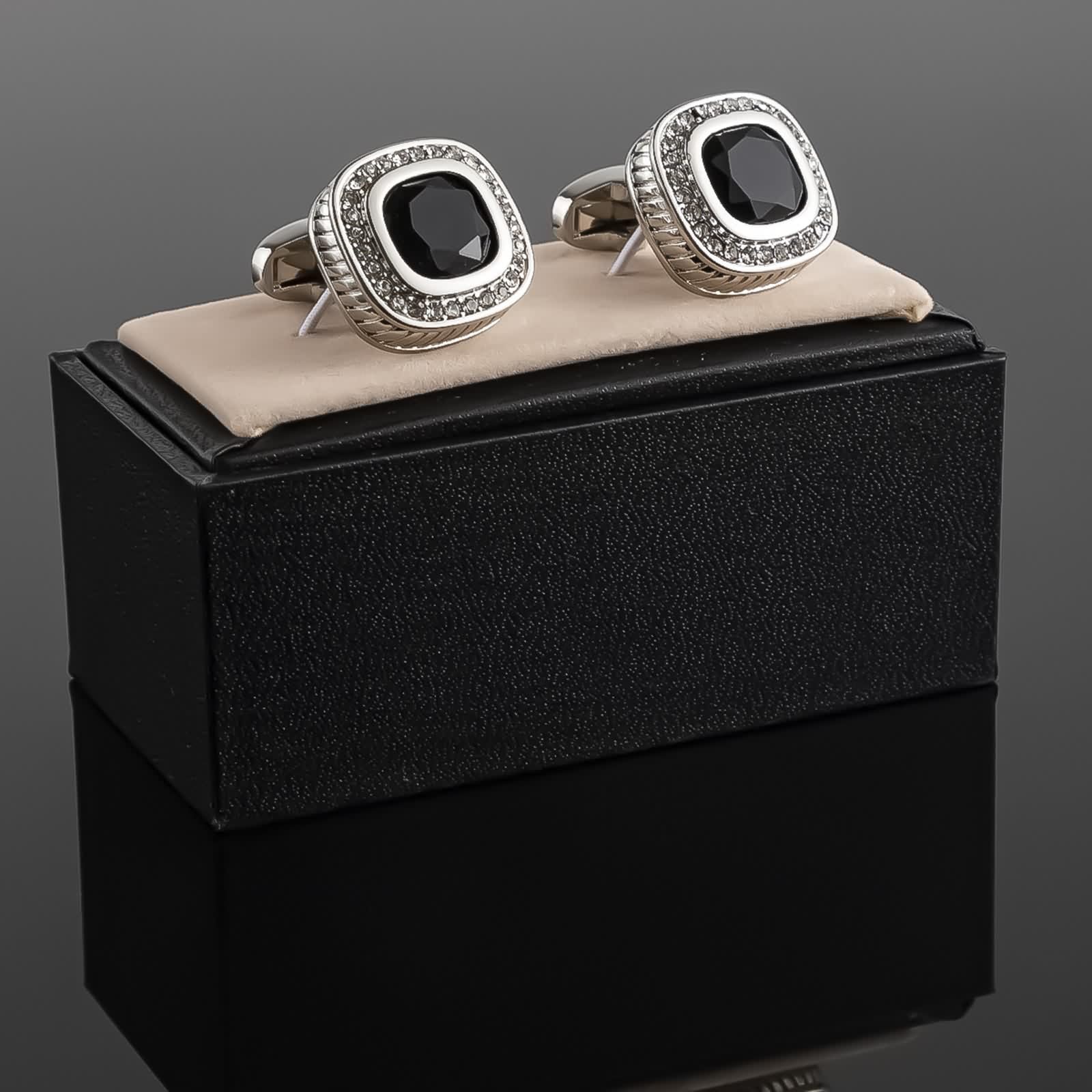Bouton de Manchette Homme Argent, Boutons de Manchette Vintage Forme Carrée avec Zircone Cubique