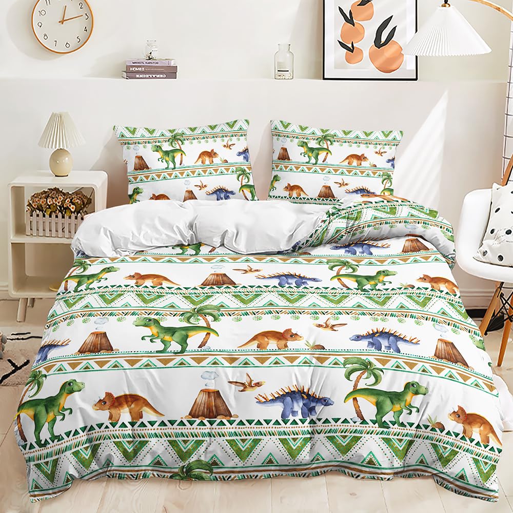 Lunoroey Dinosaur Duvet Cover Single Size Cartoon Dino Bedding Set Kids Boys Bedroom Decorative Comforter Cover Set Quilt Cover — image 1