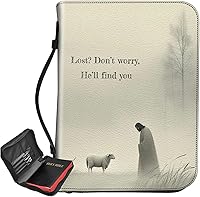 Vista 11 de Bolsa de Biblia con estampado de leopardo con purpurina, funda grande para la Biblia para mujeres y hombres, bolsa multifuncional para iglesia