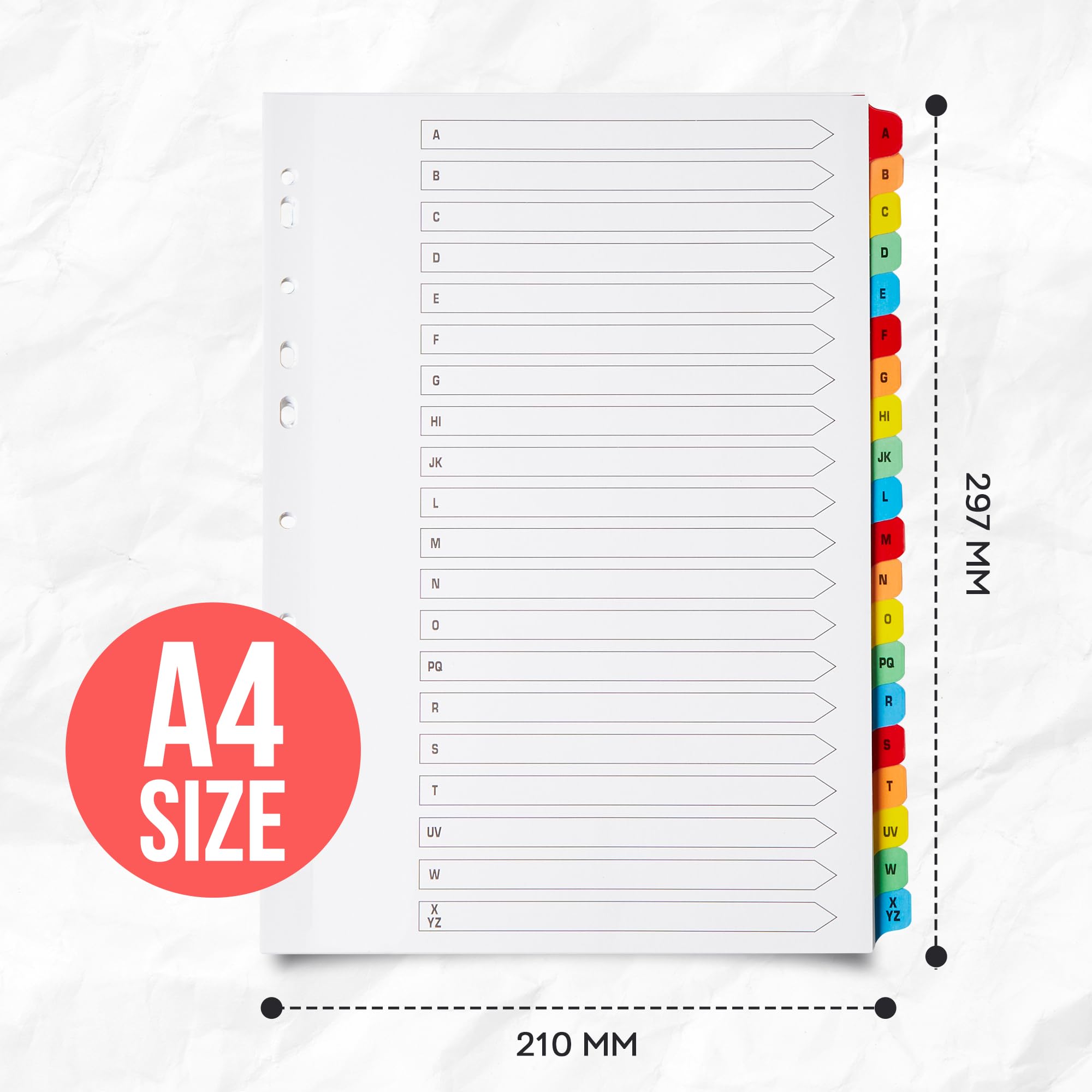 The Paper Shop A4 Ordner Register Unterteiler Hochformat 150 g/m² | 25 Pack | 20-Teilig Alphabet A-Z Mehrfach Gelocht | Kunststoff Tabs Für Büro Schule Archiv Organisation