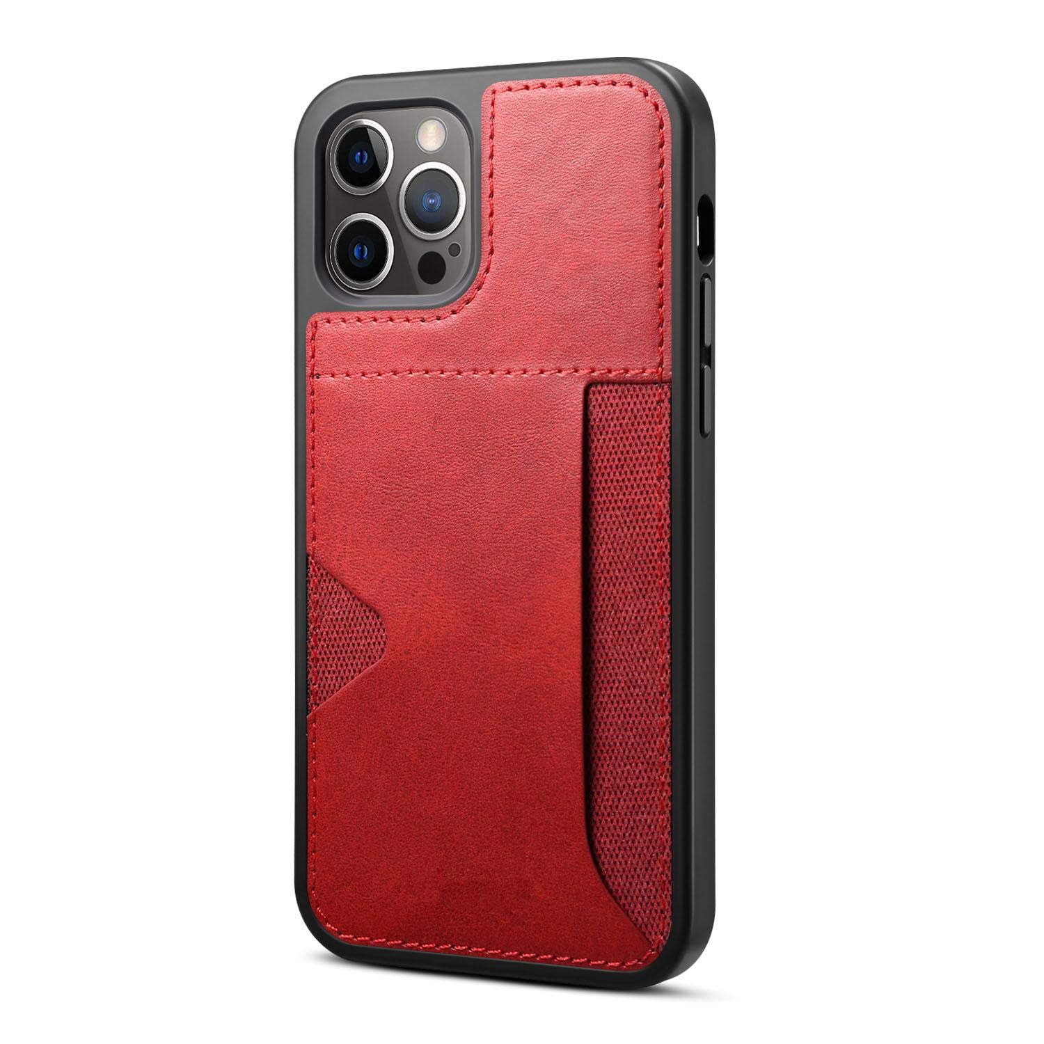 Étui antichoc et anti-rayures iPhone 12 Pro Max rouge avec fente pour carte