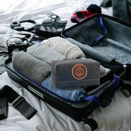 Miniatura 3 de Geekeran Neceser personalizado para hombres hecho a mano, kit Dopp de cuero personalizado para hombres, regalos personalizados para hombres, padre,