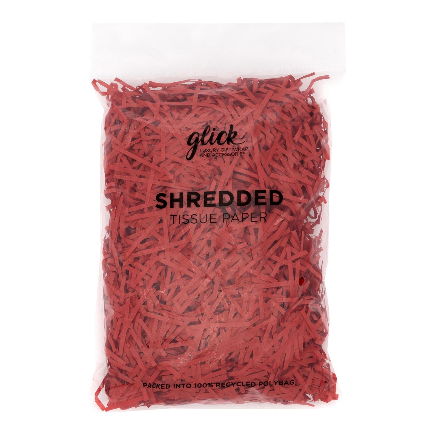 Glick Red Shredded Tissue Paper, 30 Grams Shredded Tissue, Perfect For Use In Gift Wrapping