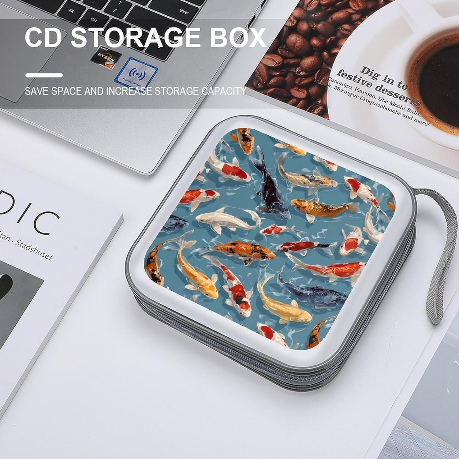 Japanese Fish Modern CD Cases Bag Storage Binder 40-Capacity