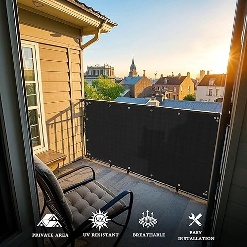 Miniatura 7 de Rejilla para valla de privacidad para balcón, de 3 x 25 pies, de malla, incluye bridas para cables para terraza, apartamento, porche, patio trasero,