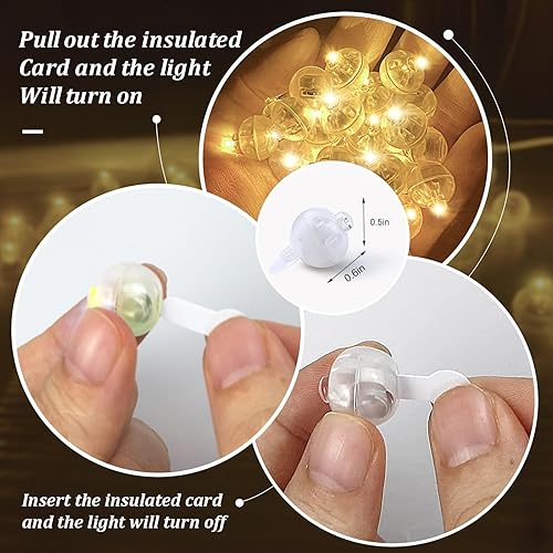 Miniatura 3 de Aogist 50 luces LED de color blanco cálido, lámpara de bola LED redonda para linterna de papel, para interiores y exteriores, fiestas, eventos,
