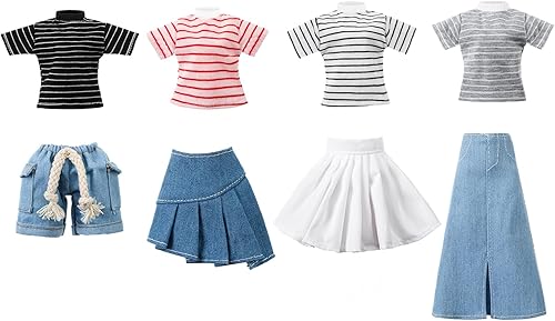 Bencailor 8 piezas de ropa de muñeca de 11.5 pulgadas, accesorios de muñeca de algodón, suéteres de elfo de algodón, pantalones de mezclilla, ropa