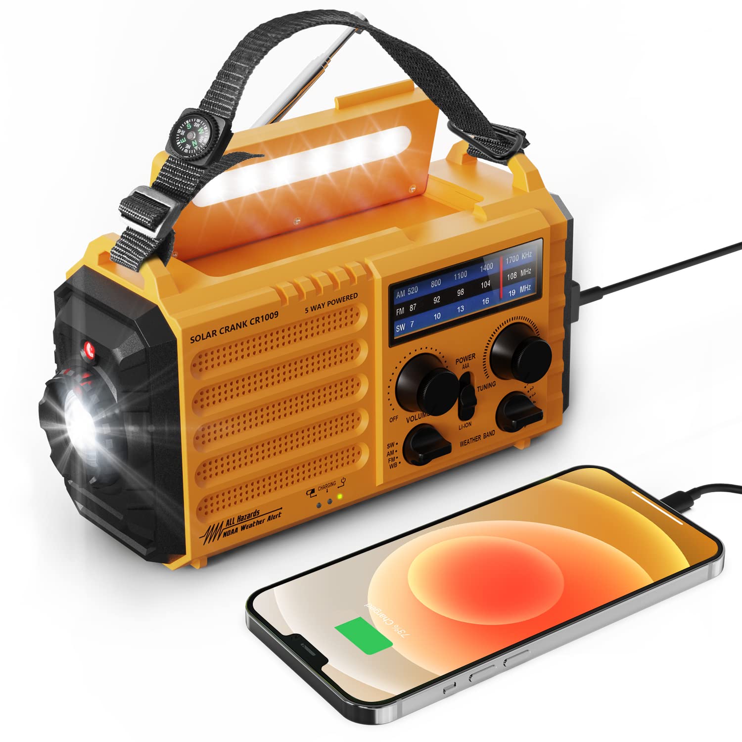 Buy MesqoolWind Up Radio, Hand Crank Solar Radio with Torch/Flashlight