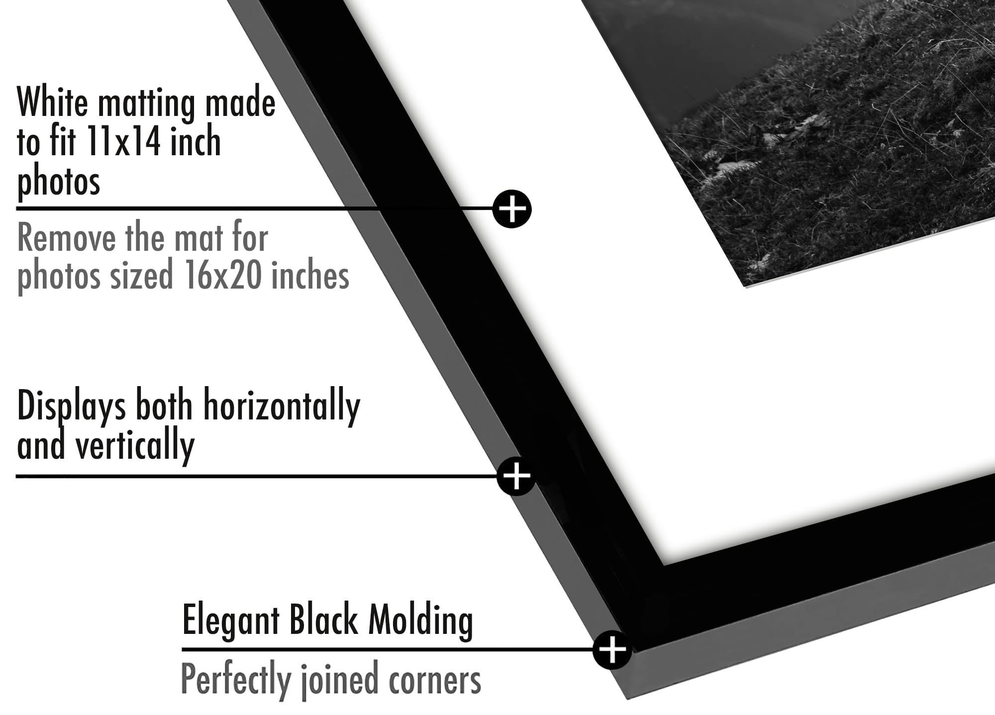 Americanflat Ramka na plakat 16 x 20 w kolorze czarnym, 2 sztuki – jako ramka na zdjęcia 20 x 35 cm z matą – zawiera sprzęt do zawieszania piłek do prezentacji poziomej lub pionowej