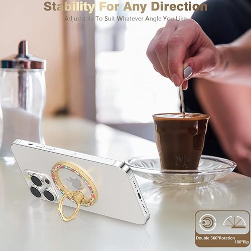 Miniatura 2 de Soporte magnético de anillo para teléfono MagSafe, Doflyesky Flowers agarre magnético para teléfono, soporte de teléfono y anillo de dedo para