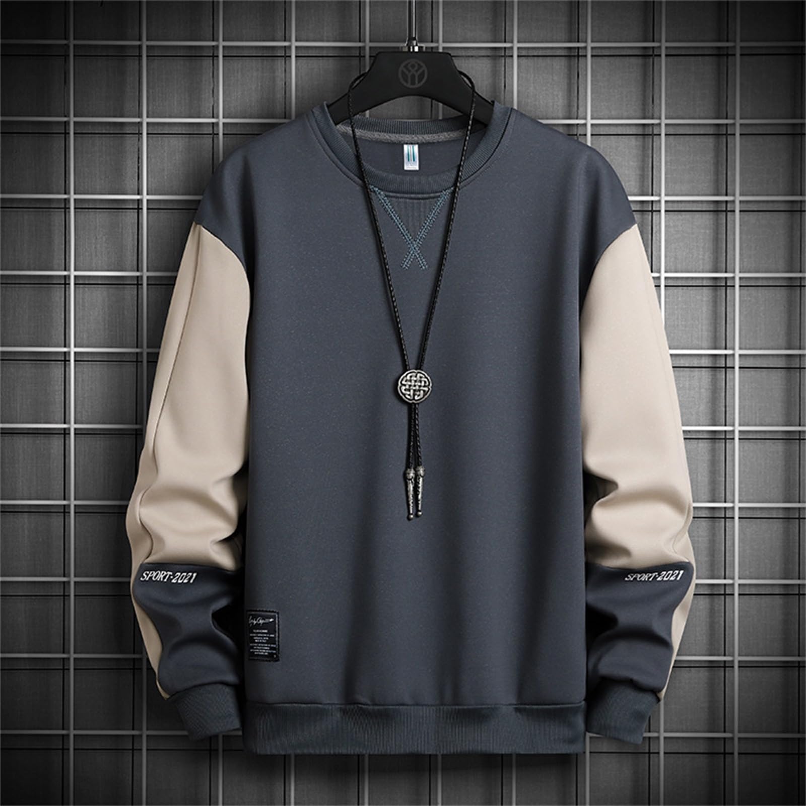 Sudadera de cuello redondo para hombre, pareja lisa, para hombre, manga larga, algodón, mezcla francesa, corte casual, clásico, informal, otoño e invierno