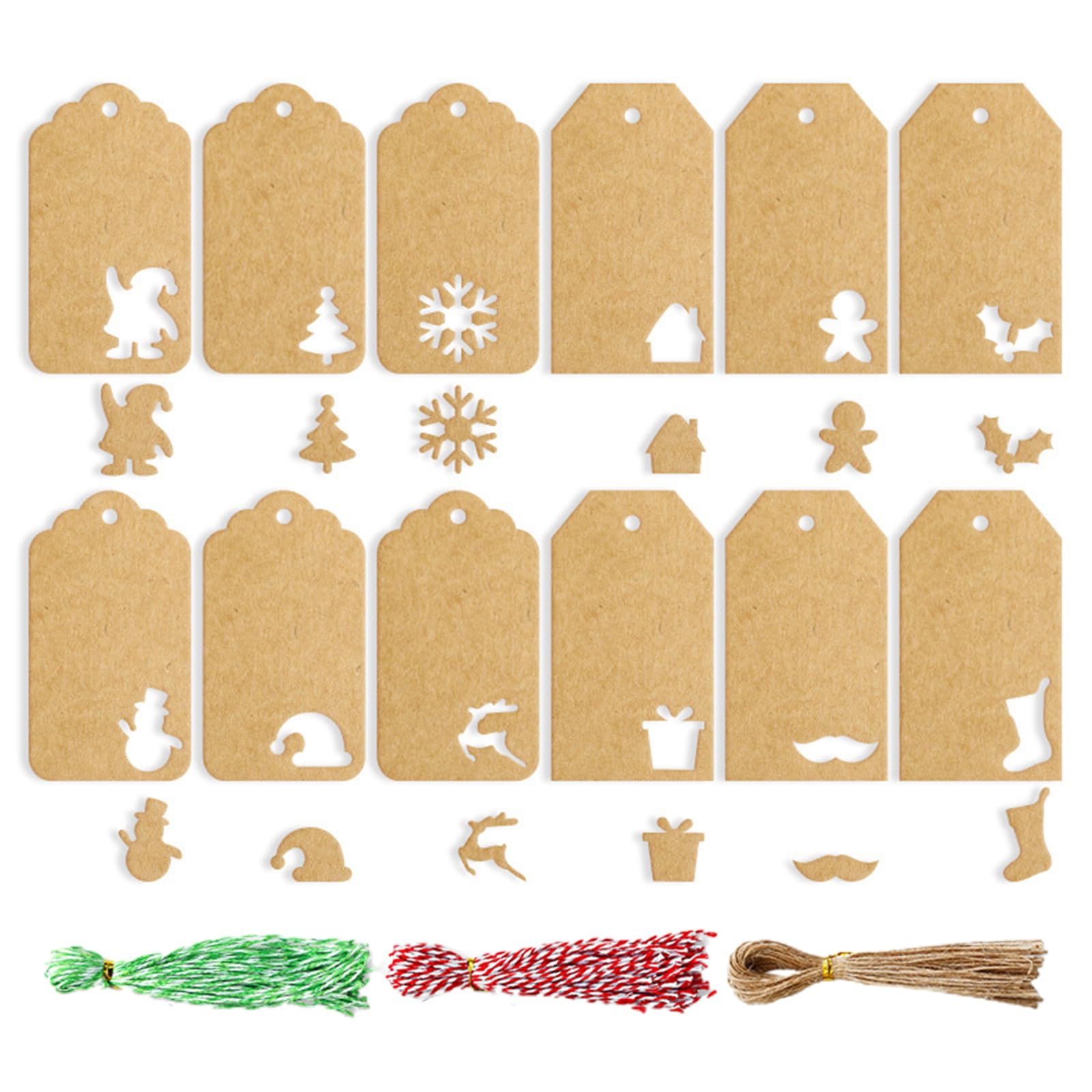 Tsophreniq 140 Pieces Paper Tags Christmas Hanging Labels for Gift Favor Arts with 25 Meters Twine Hanging with String Attached