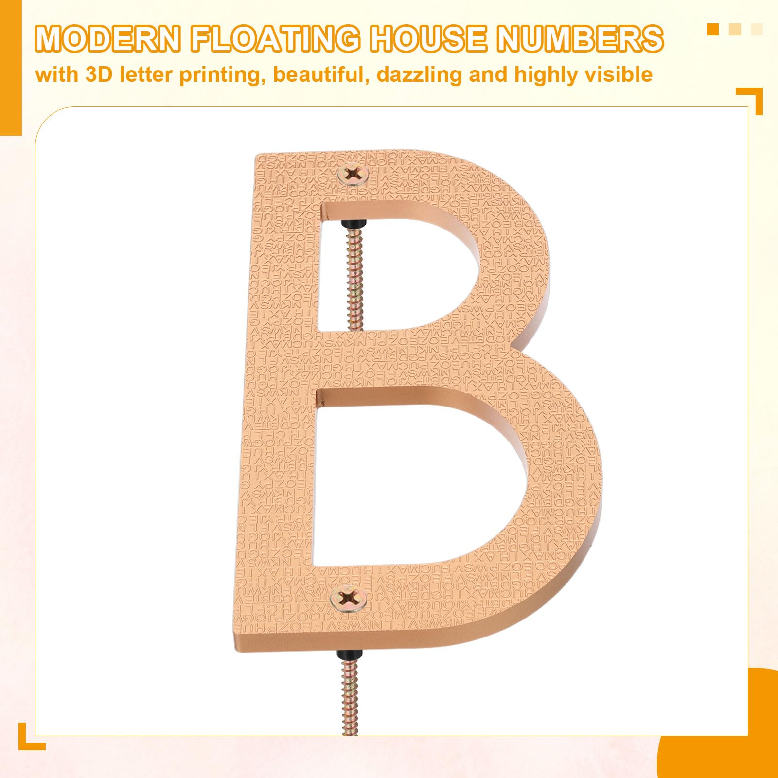PATIKIL 10 Inch House Number, House Address Numbers Sign Large Floating Modern with Screws for Outside Door Wall Street Gold, B - Image 3