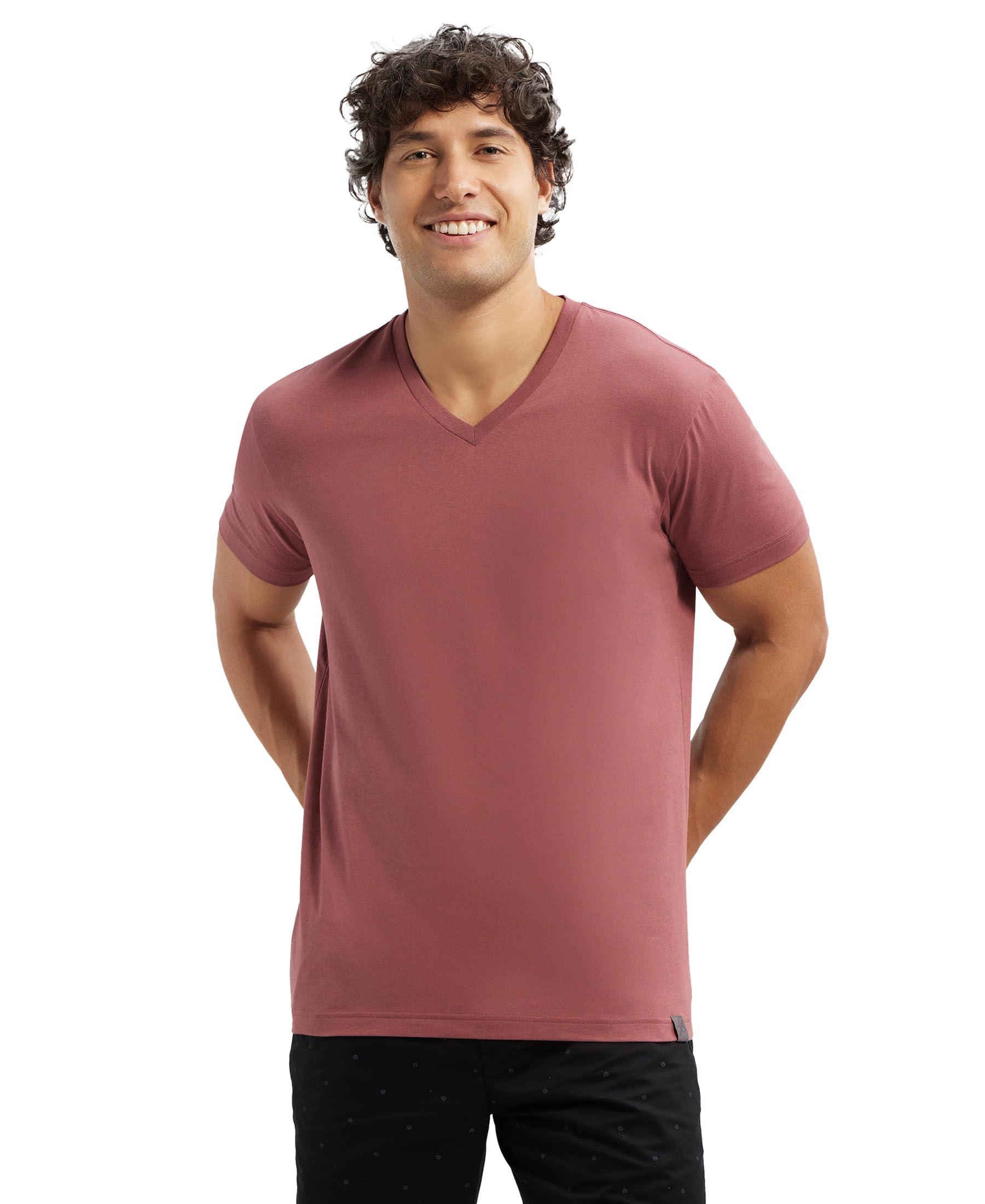 Jockey2726 Men's Super Combed Cotton Rich Solid Regular Fit V Neck Half Sleeve T-Shirt