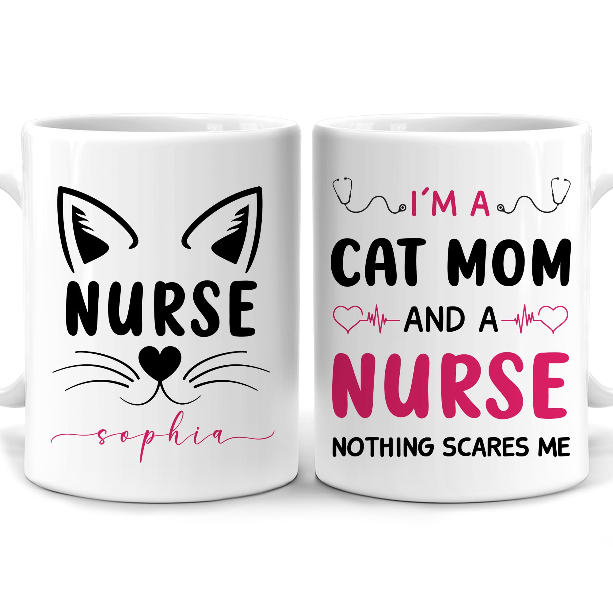 Hyturtle Personalized Cat Mug Gift For Nurses - Nurse Gifts For Women RN LNP Coworker - Pet Nursing Student Graduate Practitioner Nurse Week Birthday Gifts - Custom Coffee Cup Ceramic Mug 11oz -15oz