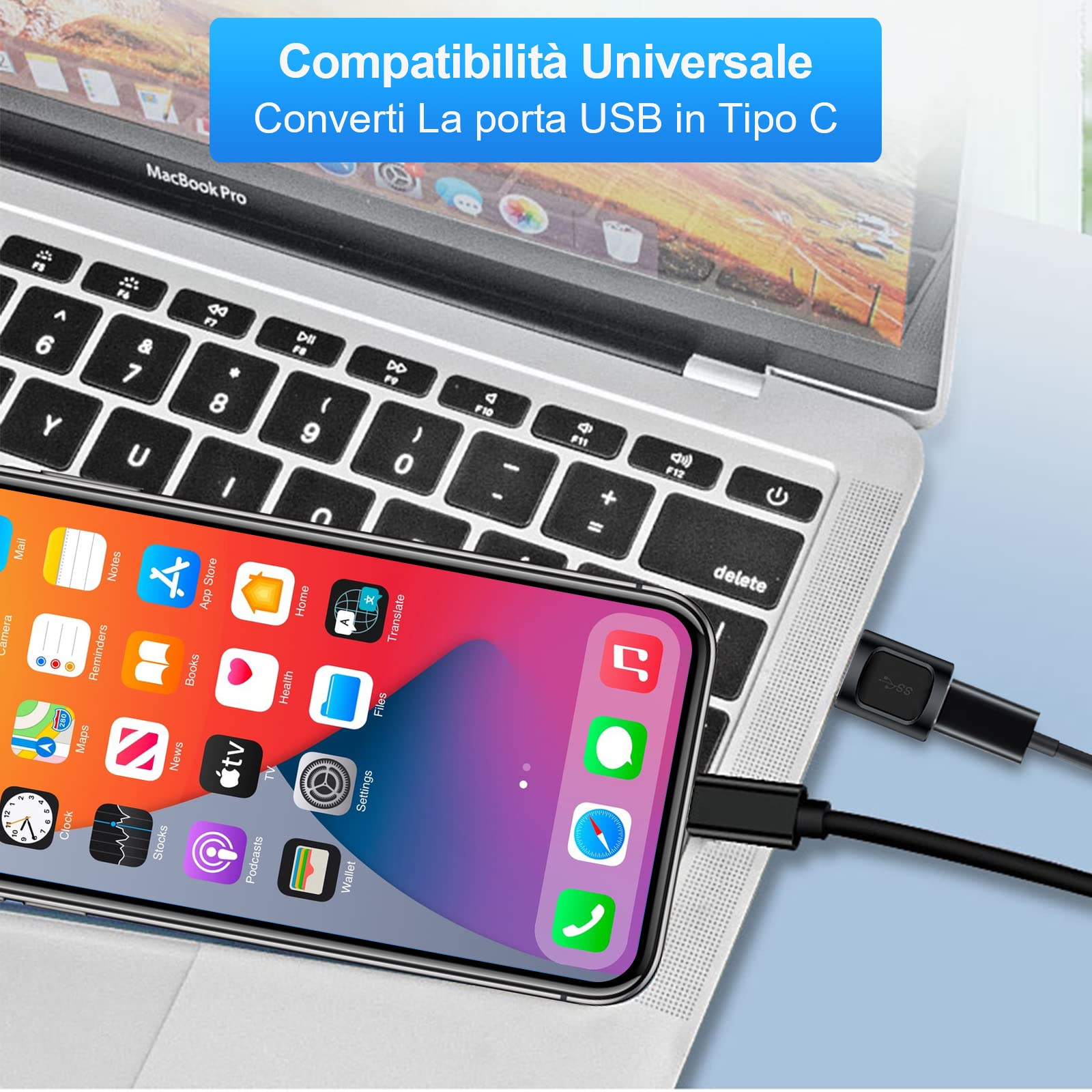 HORJOR Adattatore USB C Femmina a USB Maschio, Connettore OTG per iPhone 13 Pro Max, Samsung Galaxy S22