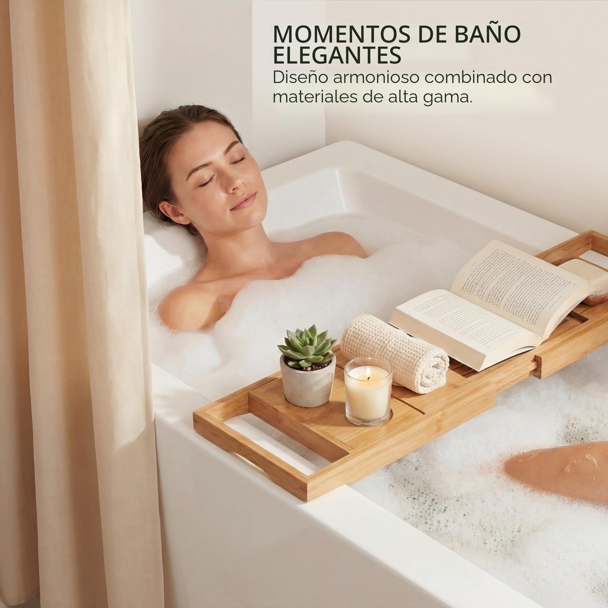 Cortina de ducha de textura de lino de alta calidad, 180 x 180 cm, impermeable y antimoho, lavable, dobladillo con pesos, con ojales, color beige