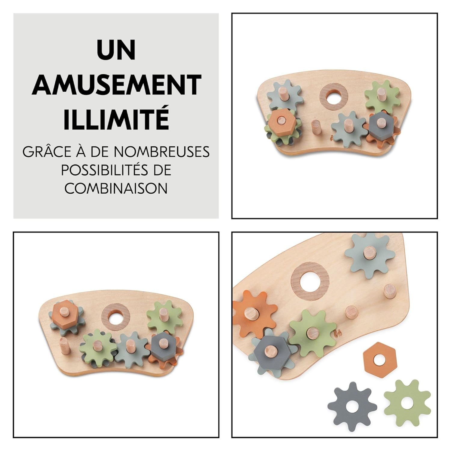 hauck Baby Play Repairing S Wooden Toy Compatible with hauck Play Tray for Baby Highchair Alpha+, Beta+ or Arketa, from 10 Months (Gears and Nuts)