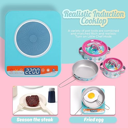 Miniatura 5 de Juego de comida de madera para niños, accesorios de cocina para niños, juego de ollas y sartenes, juegos de cocina, juego de juguetes de cocina,