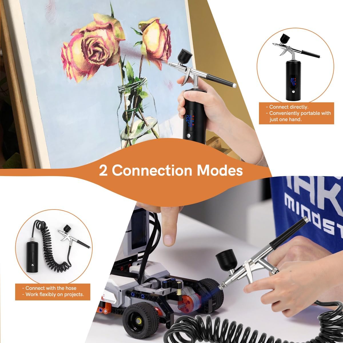 BriSunshine Cordless Rechargeable Airbrush Kit with Compressor