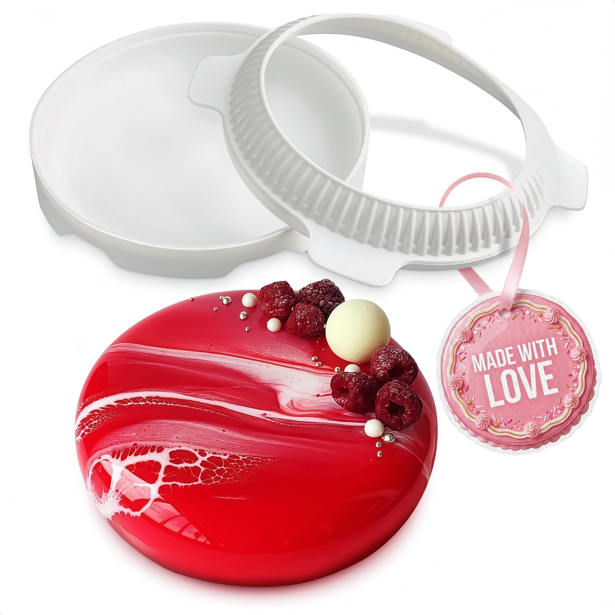 Entremet Mold - Easy Release 7.5" Round Mousse Cake Molds with Flexible Nonstick Silicone Design, 3D Shape for Smooth Soft Desserts - Dishwasher Safe | Cheesecake, Chocolate & Mirror Glaze Cake Making