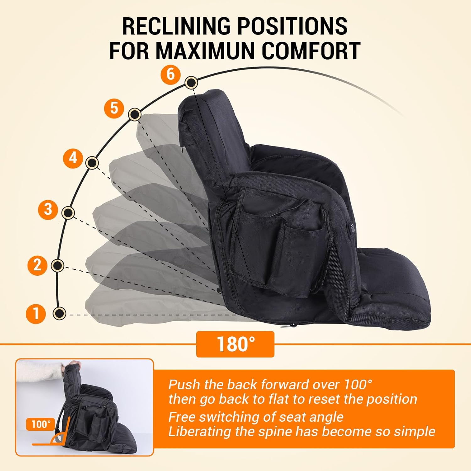 Heated Stadium Seats for Bleachers, Folding Heated Stadium Seat Cushion with Back Support, 3 Speed Temperature Electric Traveling Heating Mat Warm Chair Cover for Camping, Games & Sports