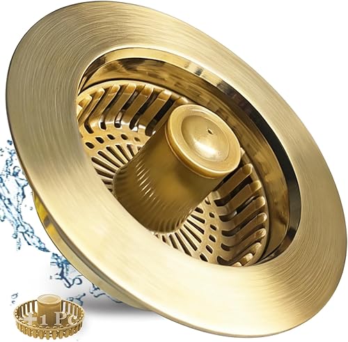 Miniatura 7 de Tapón de fregadero de cocina 3 en 1, colador de drenaje emergente para fregadero de cocina, con un colador de cesta adicional, tapón de drenaje para