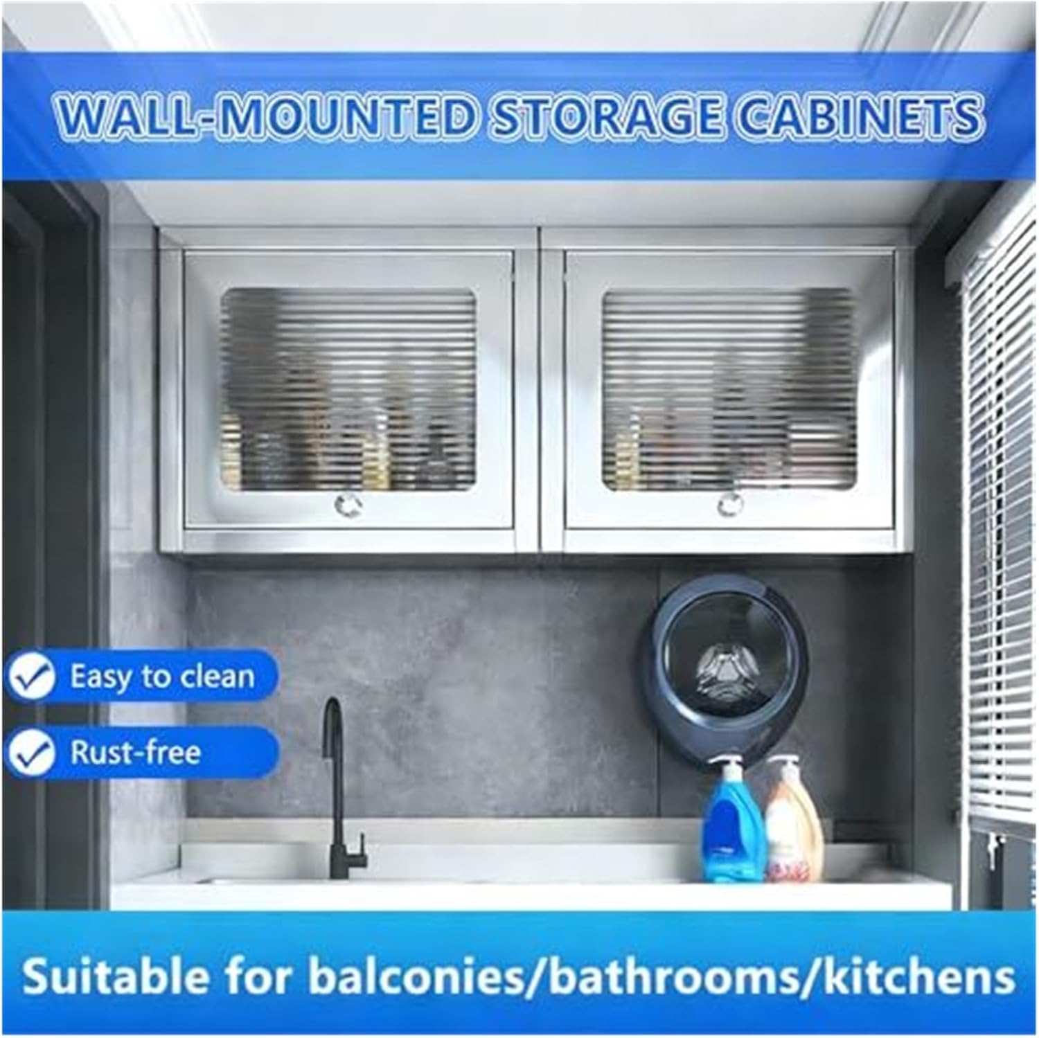 Wall-Mounted Stainless Steel Cupboard，torage Cabinets with Up-flip Door,Stainless Steel Cupboard for Bar Restaurant Garage Bathroom, Spice Racks, Kitchenware Organizer(50cm(20in))