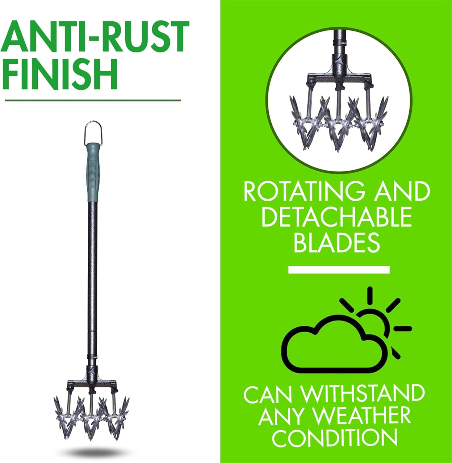 Yard Butler Adjustable Rotary Cultivator Garden Tool - Manual Tiller & Garden Cultivator, Soil Tiller Aerator Lawn Tool - Heavy-Duty Weeder Tool for Garden, Manual Cultivator. : Hand Tillers : Patio, Lawn & Garden