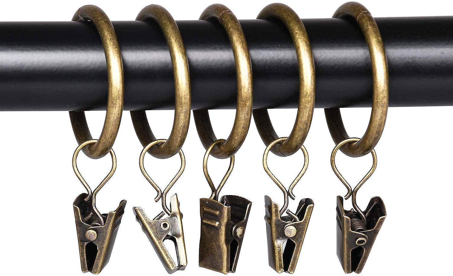40 stuks gordijnringen met clips, premium gordijnclips met ringen
