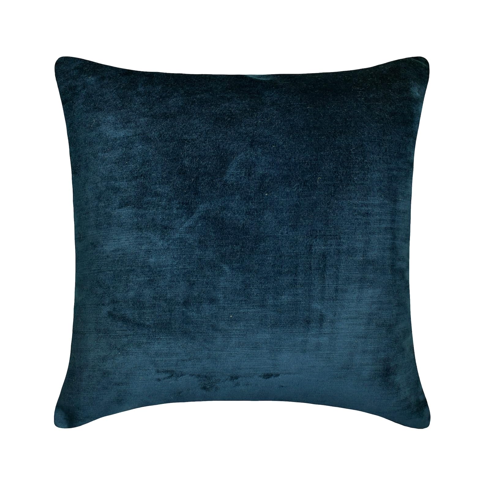 The HomeCentric Decorative Blue 35x35 cm (14"x14") Toss Cushion Covers, Velvet Double Side, Top Zipper Faux Leather Puller Toss Cushion Covers, Solid Color Pattern Modern Style - Velvet Blue Jules — image 1