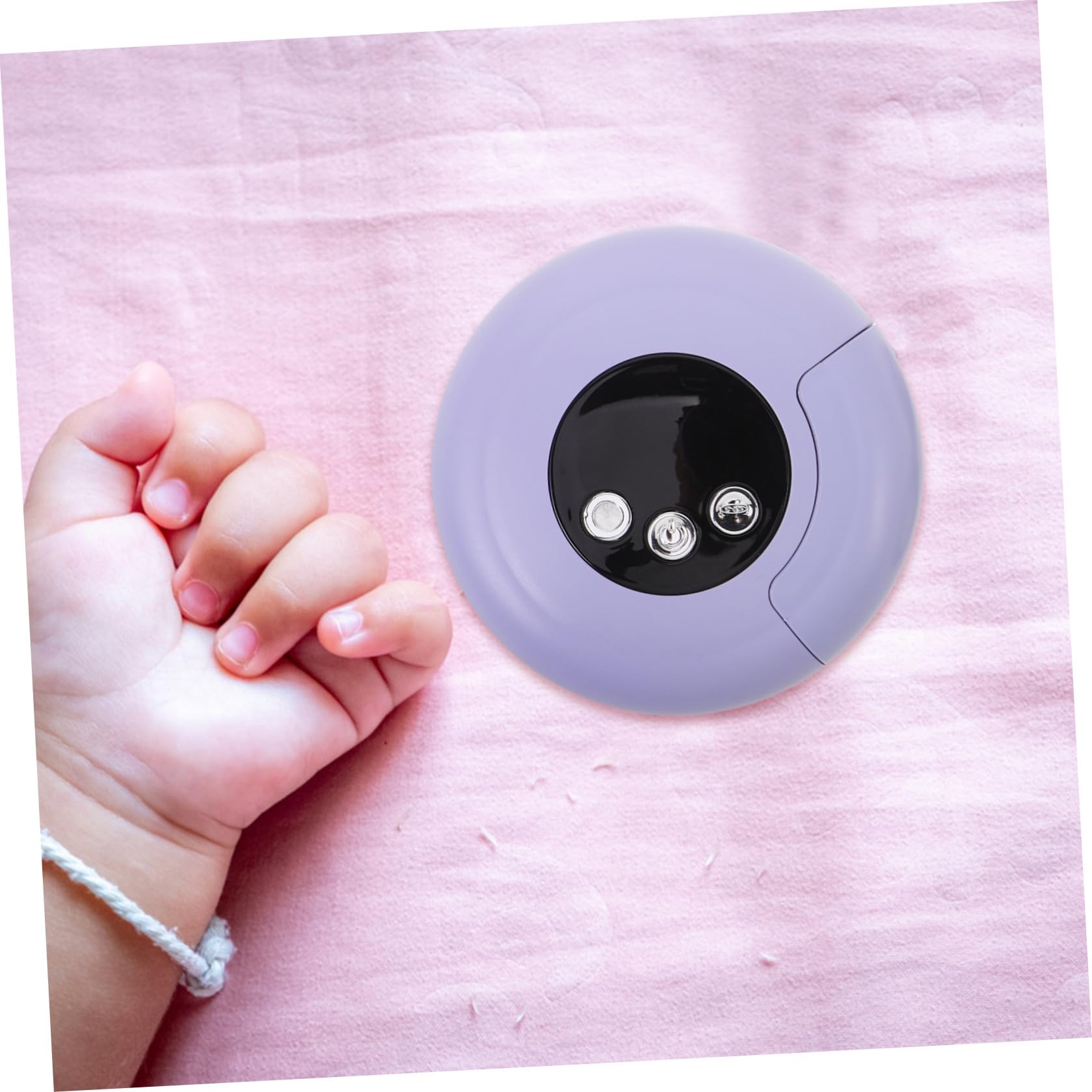 Toyvian Lima de Uñas para Bebés Recargable, Amoladora Eléctrica Portátil para Manicura Infantil, Diseño Disco Volador Púrpura, Cuidado Seguro y Silencioso para Recién Nacidos en Viajes