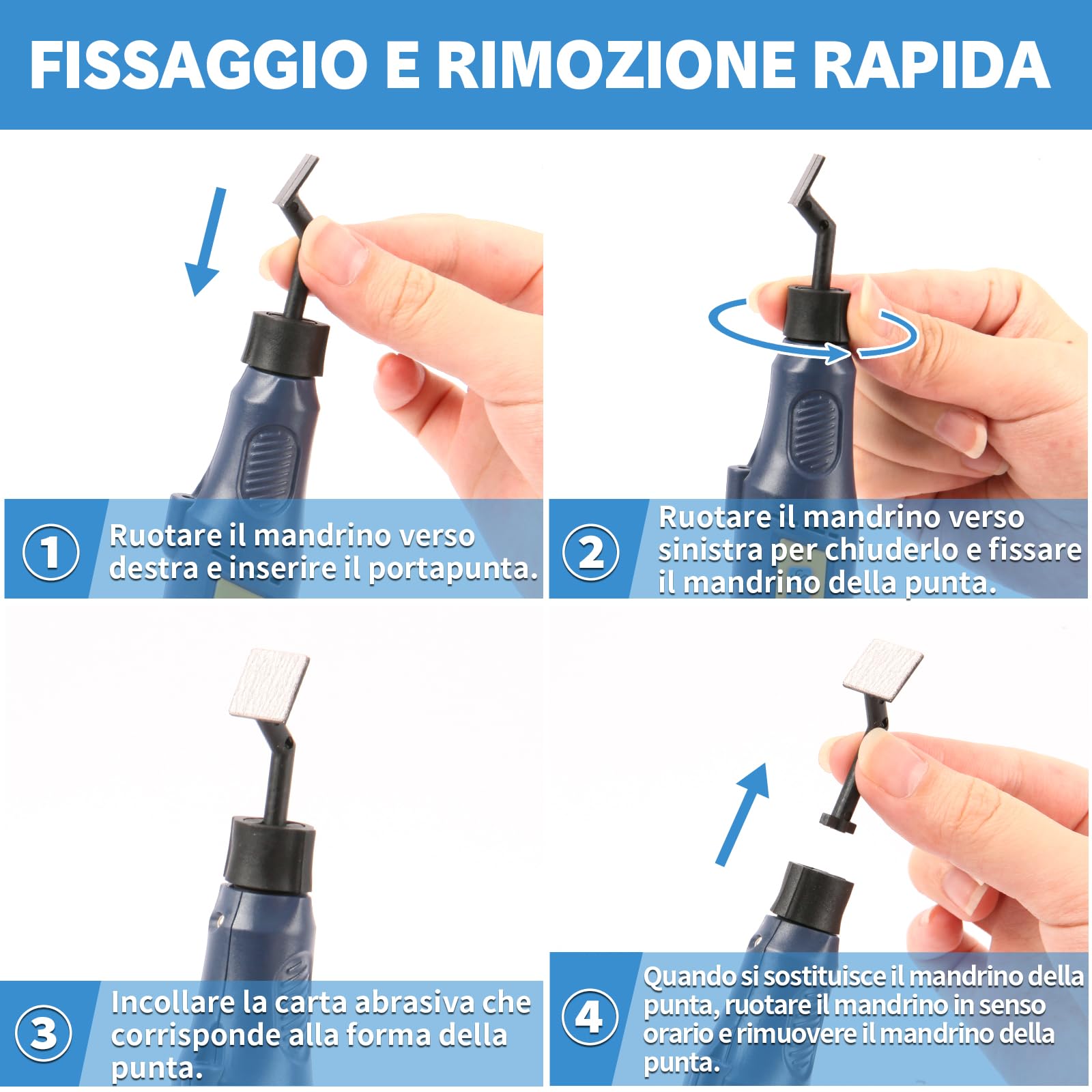 Bucasso Carta abrasiva per levigatrice a penna PLH-1000, PLH-2000, 180/240/400/800/1000 Grane Ciascuno 10 pezzi con ciascuno 20 tamponi