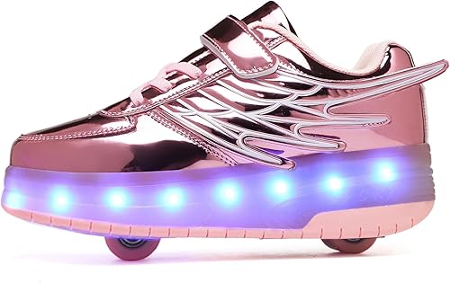 Miniatura 7 de LED Roller Skate Shoes for Kids Boys Girls Light Up Roller Sneakers with Detachable Wheels Rechargeable Flashing Wheeled Shoes