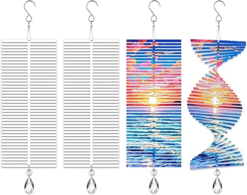 Paquete de 4 hilanderos de viento de sublimación de 11 pulgadas, escultura de viento de metal de aluminio 3D para patio y jardín, adornos artísticos