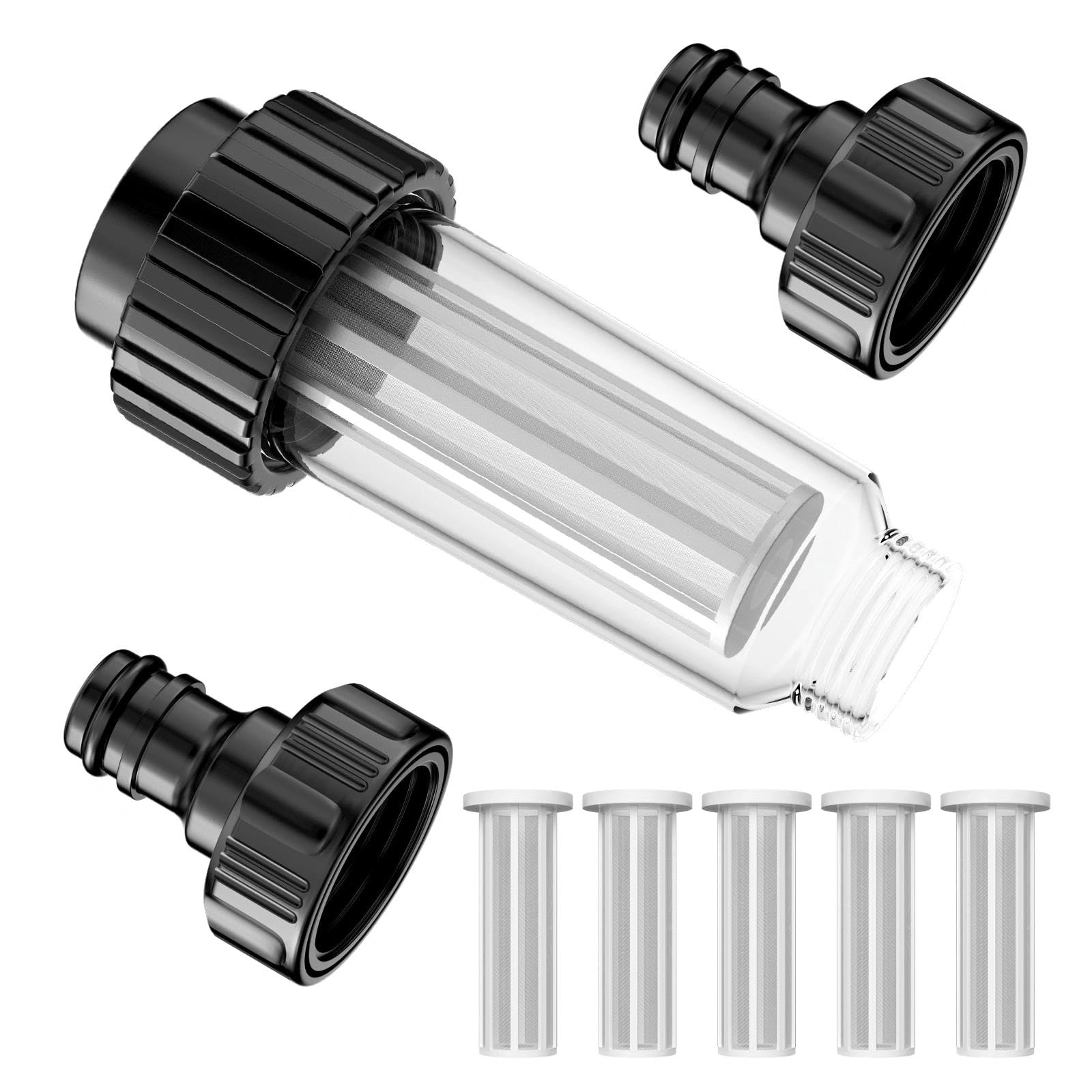 Filtro Riego Goteo, Filtro para Manguera de Agua, Prefiltro de 3/4 Pulgadas para Hidrolimpiadora de Alta Presion, Juego de Filtros de Agua Universales para Jardín, con núcleo del Filtro