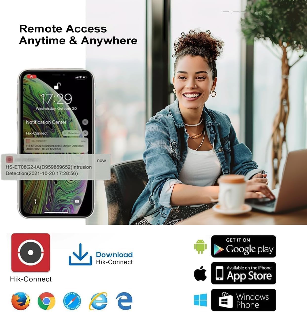 DS-2CD2383G2-IU 4K 8MP AcuSense IP Camera PoE Turret Dome Camera IP67 Outdoor, 120dB True WDR, 2.8mm Wide Angle Lens, IK10, H.265+, English Version, Human and Vehicle Detection, Work with iVMS-4200