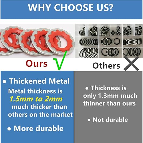 Miniatura 12 de Surtido de 60 juntas de A/C, 15-32241 GM Equipo original Sellos de compresor de CA Sellos automotrices Autocentrados Junta de aire acondicionado