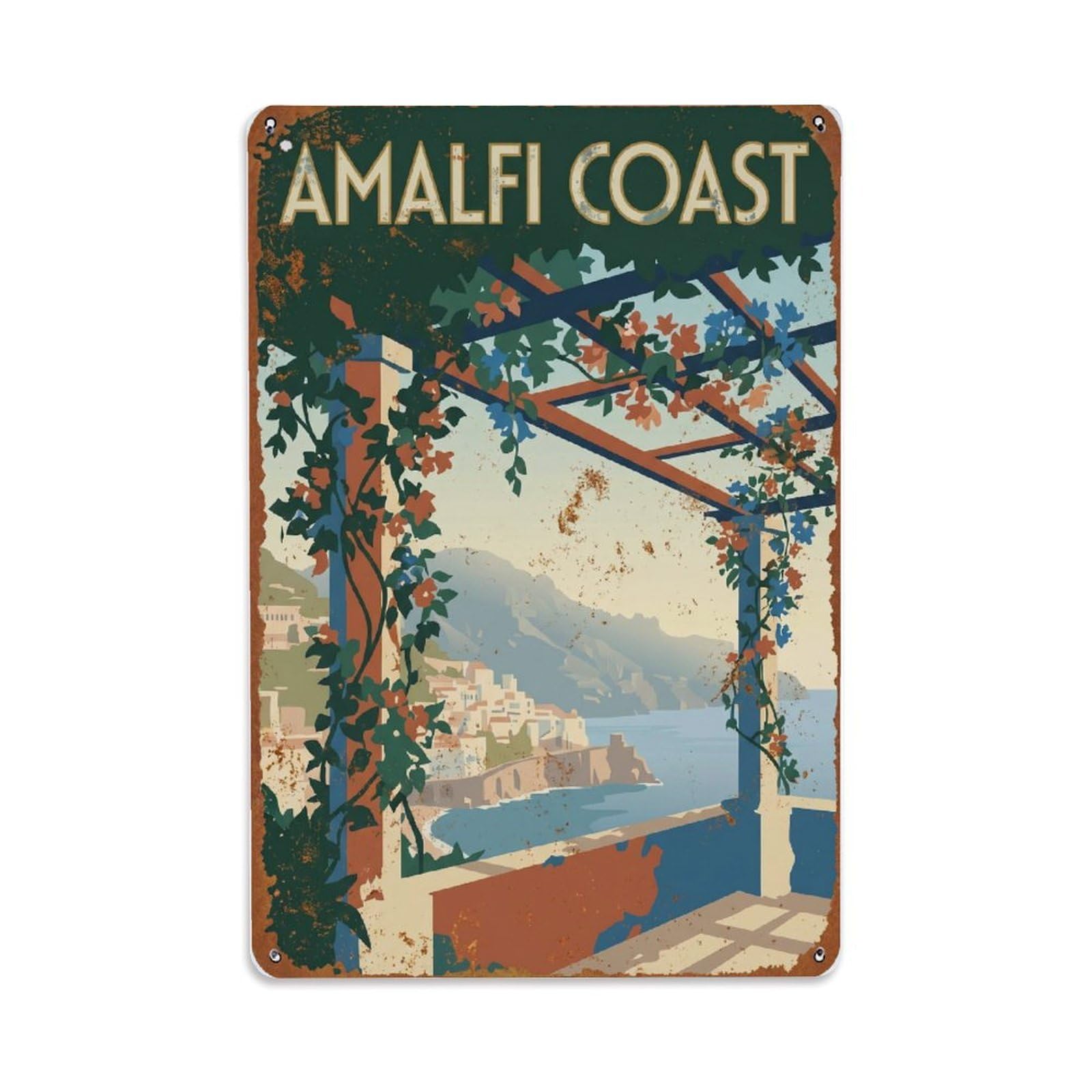 Vintage Travel Pergola Italy Garden 1 Metal Tin Sign Plaque Wall Decor for Cafe, Club Bar, Office, Home Garden Metal Poster 8x12Inch
