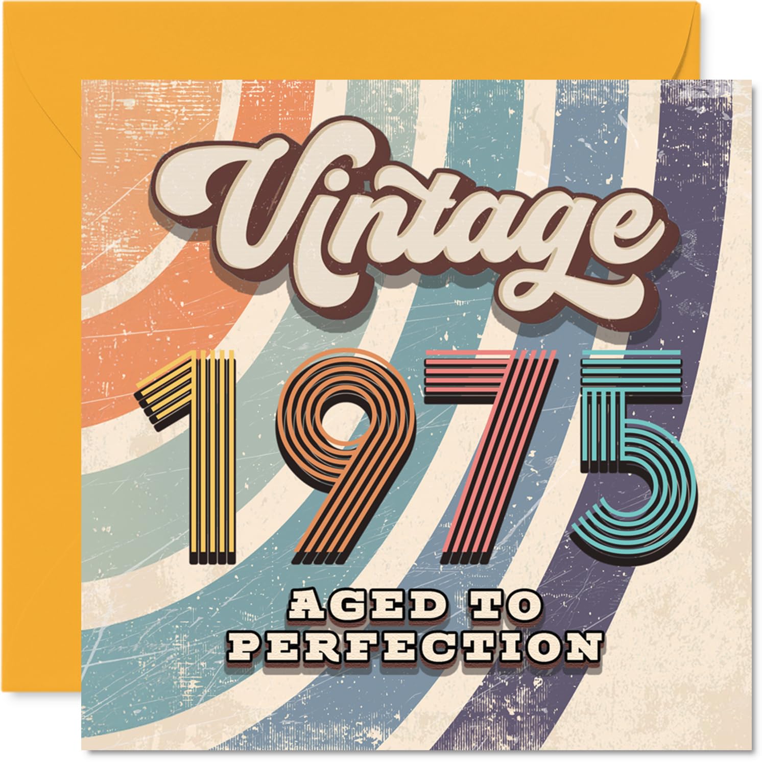51st Birthday Card for Men Women - Vintage 1975 Aged To Perfection - Happy 51 Birthday Cards for Sister Uncle Son Nanny Grandma Neighbour, 145mm Bday Greeting Cards