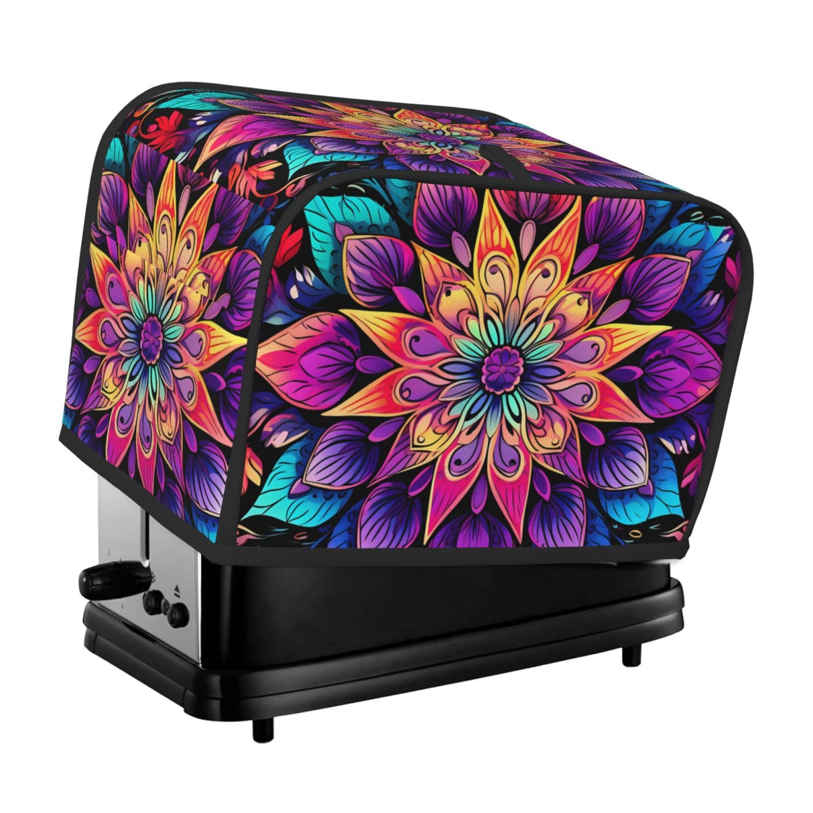 UOYO Boho Floral 2 Slice Toaster Cover Ethnic Mandala Flower Toaster Cover with 2 Pockets for Kitchen Small Appliance Dust Cover and Fingerprint Protection