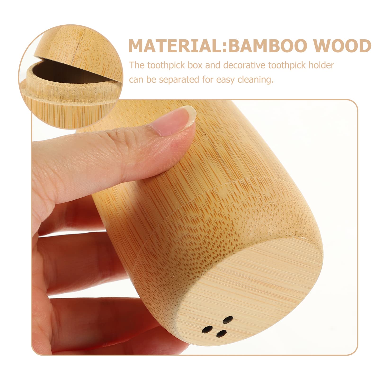 FOMIYES Toothpick Dispenser Box Bamboo Toothpick Holder Storage Travel Cocktail Floss Toothpicks