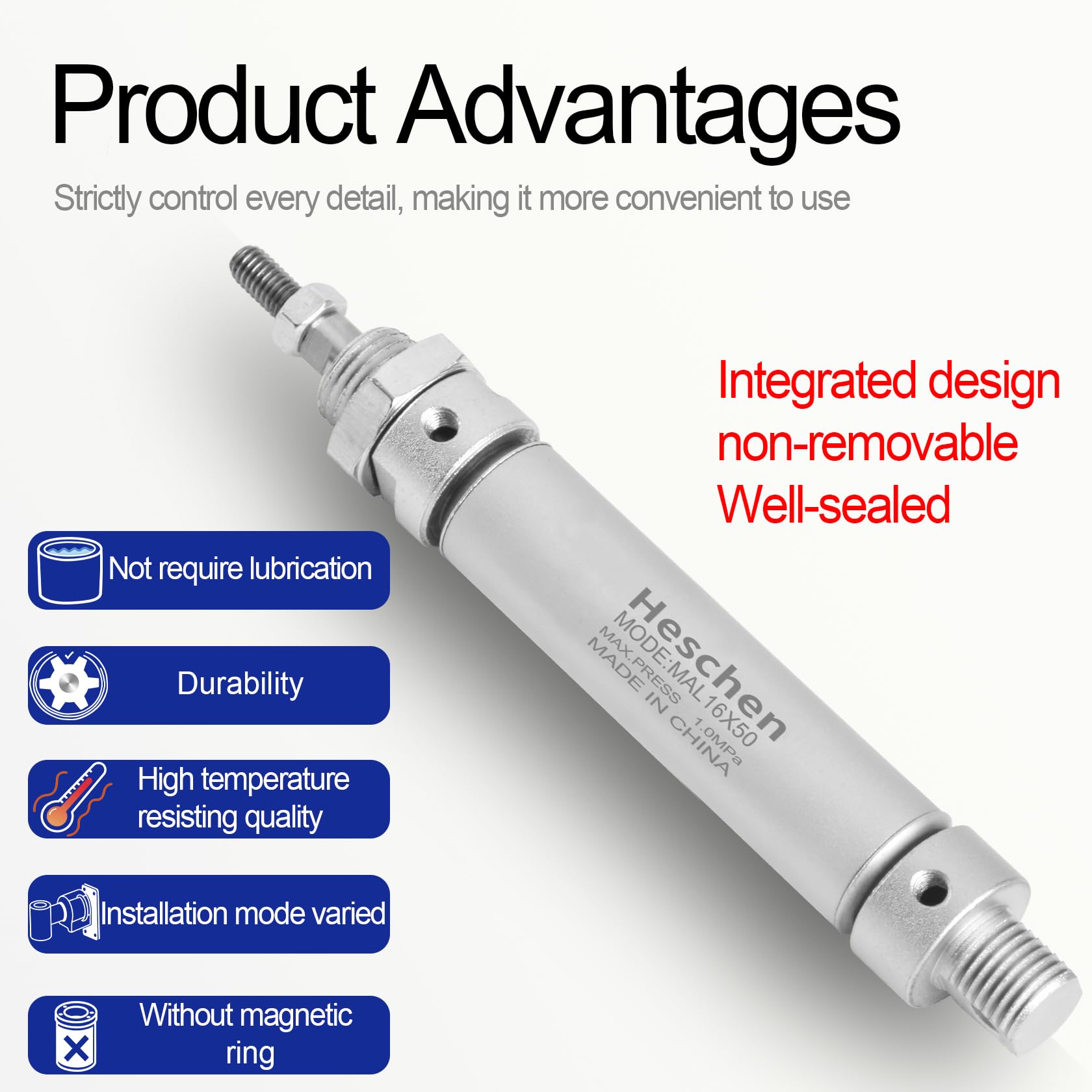 Fin Vérin Pneumatique, Cylindre Pneumatique, Avec Connecteur, Alésage