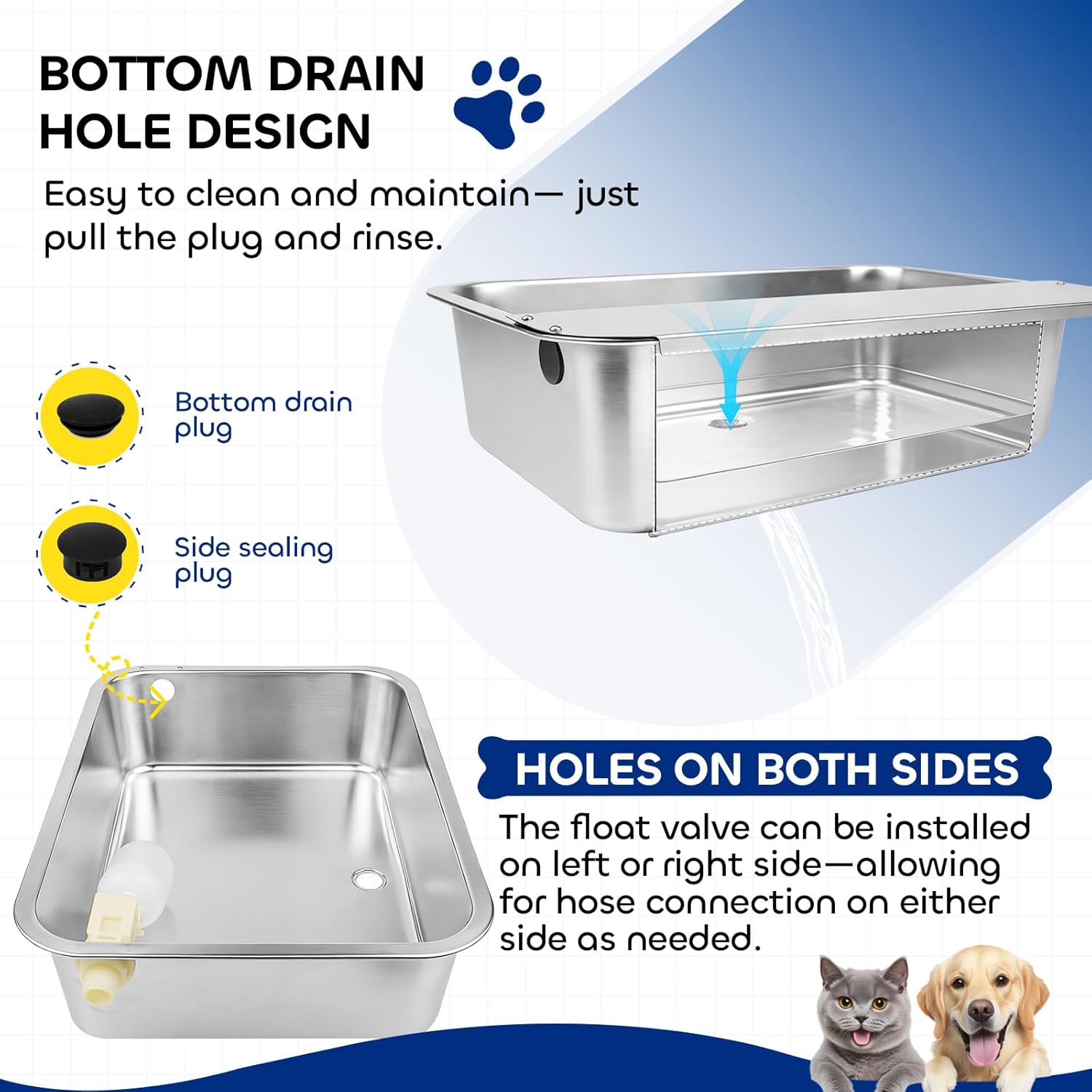 Automatic Dog Water Bowl Dispenser, 3 Gallon/11.6L Pet Water Dispenser for Cats and Large Dogs, 304 Stainless Steel Self Filling Auto Dog Water Feeder Outdoor Chicken Waterer for Livestock