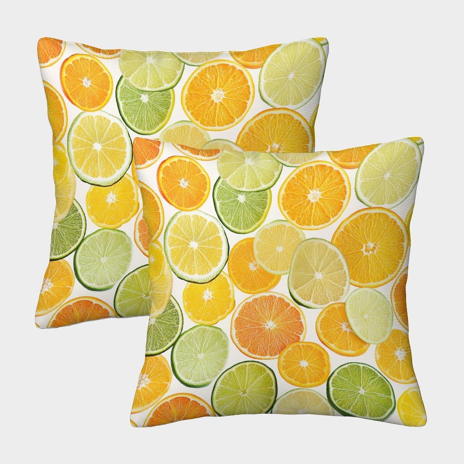 QFVANSIYO Vivid Citrus 3D Printed Microfiber Pillowcase Bedroom Decor Fruit Pillow Cover Soft Breathable for Adults Teens 40x40cm