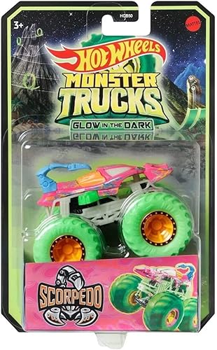 Hot Wheels Monster Trucks 2022 Escala 1:64 Diecast Glow in the Dark Podium Crasher