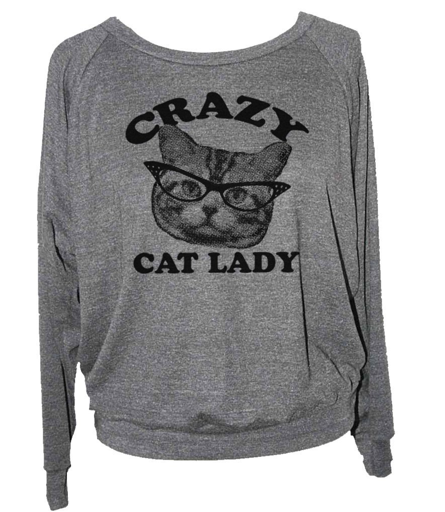 Skip N' Whistle Women's Crazy Cat Lady Raglan Sweatshirt